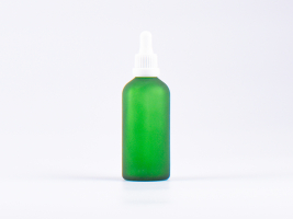 Grünglasflasche 100ml, mit Pipette OV weiss